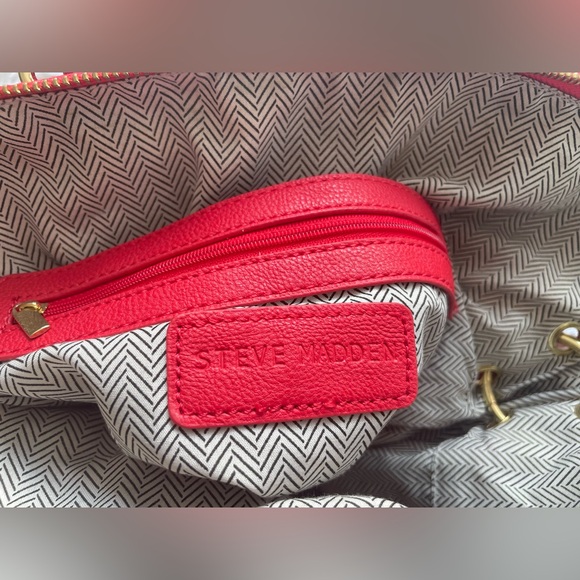 Steve Madden Red/Orange Large Tote Shoulder Bag Extendable Logo Detachable Strap - Picture 12 of 17